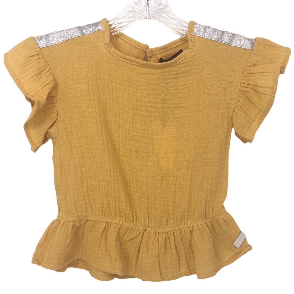 7 For All Mankind Ruffle Sleeve Cotton Top NWT - Picture 1 of 8